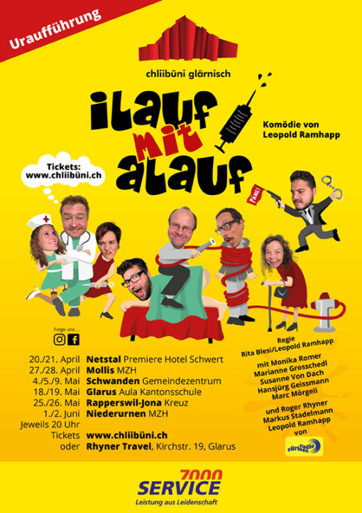 Plakat zur Theaterproduktion 2018 der Chliibüni Glärnisch mit dem Titel Ilauf mit Alauf